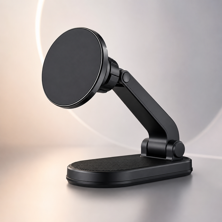 Foldable Magnetic Phone Stand – Adjustable Desktop Phone Holder with Strong Magnetic Mount for Video Calls, Streaming, Work Desk & Bedside Use