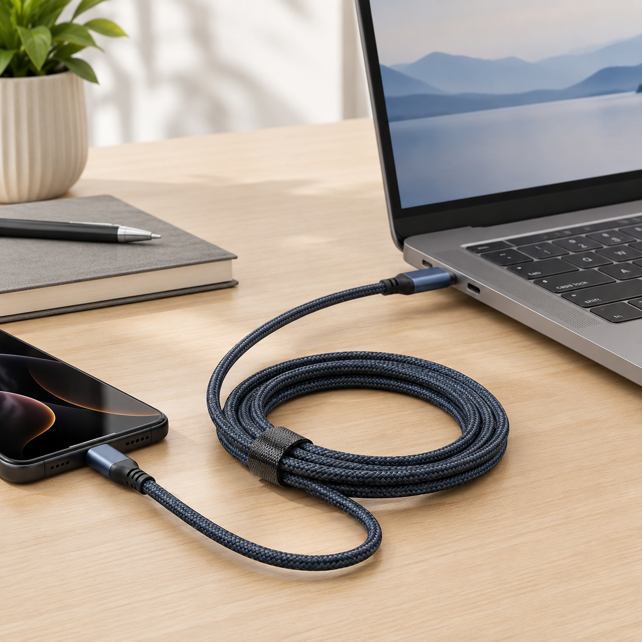 Heavy-Duty Braided USB-C Charging Cable – Tangle-Resistant Fast Charge Cord with Reinforced Ends for Phones, Tablets, Laptops & Everyday Tech Use