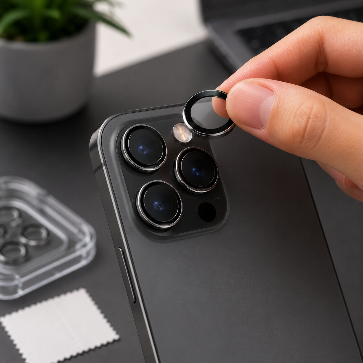 Premium Camera Lens Protector Kit – Tempered Glass Lens Rings with Alignment Tray, Cleaning Wipes & Anti-Scratch Camera Protection for Multi-Lens Phones