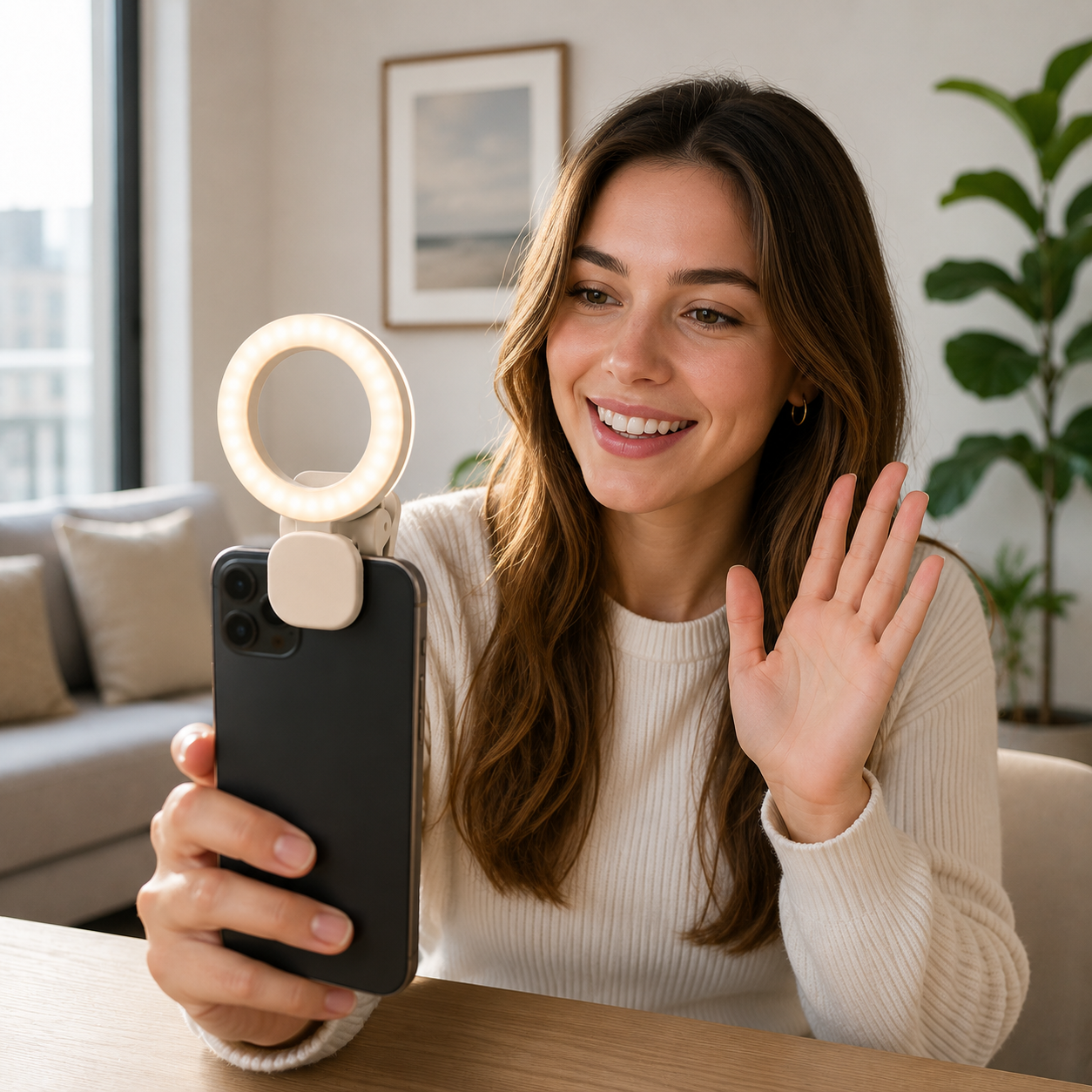 Clip-On Selfie Ring Light for Phone – Portable LED Video Light for Makeup, Selfies, Video Calls, Live Streaming & Content Creation