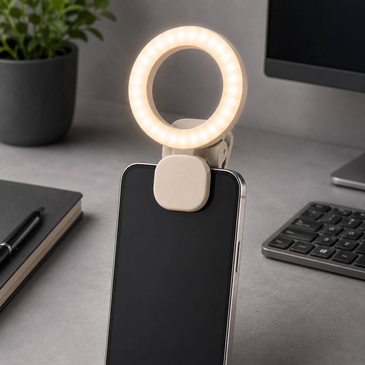 Clip-On Selfie Ring Light for Phone – Portable LED Video Light for Makeup, Selfies, Video Calls, Live Streaming & Content Creation