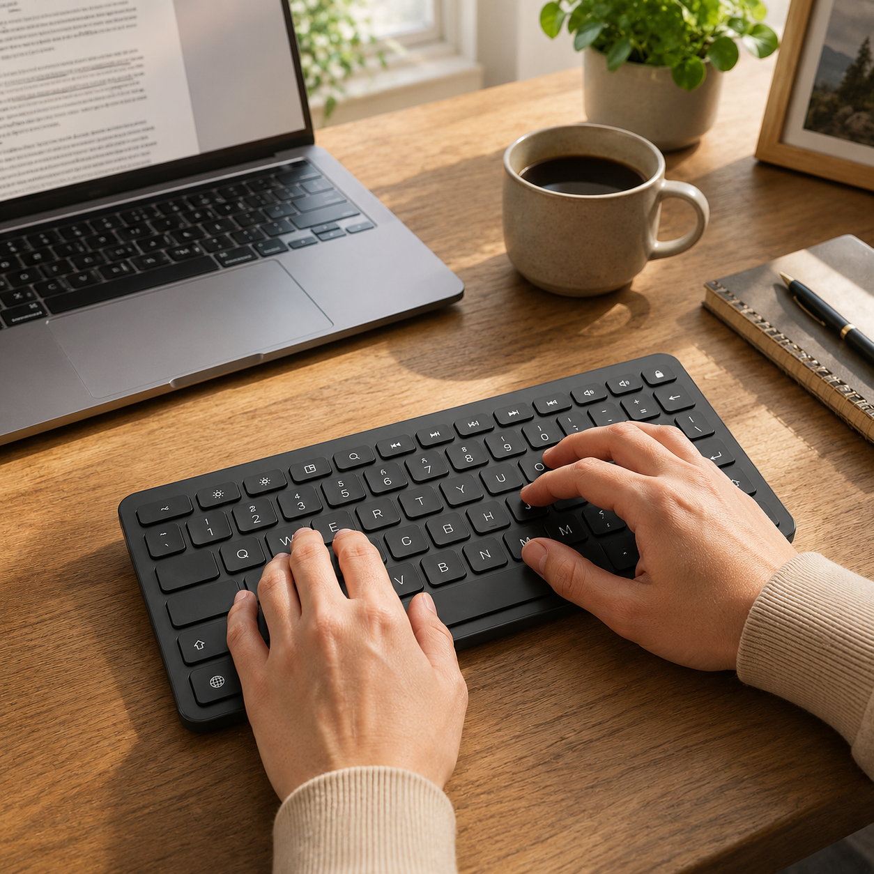 Compact Wireless Keyboard – Slim Bluetooth-Style Keyboard for Tablets, Laptops, Phones, Desktops, Travel & Everyday Work