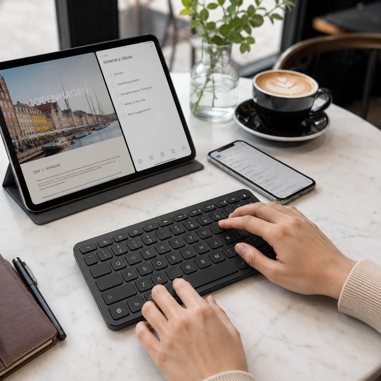 Compact Wireless Keyboard – Slim Bluetooth-Style Keyboard for Tablets, Laptops, Phones, Desktops, Travel & Everyday Work